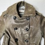 Gap  Leather Moto Peacoat Jacket‎ Women's Small FA08 Bronze Double Breasted Small Photo 3