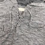 Bella Dahl Lace Up Pullover Lightweight Hoodie: Heathered Black Photo 4