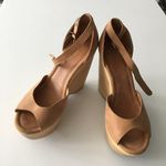 Joie NEW  Brown‎ Leather Oakley Wood Heel Peep Toe Wedge Sandals Ankle St… Photo 1