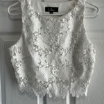Lulus  White Lace Floral Crop Top Tank S Sleeveless Cropped Boho Chic Romantic Photo 0