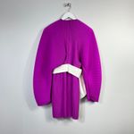 Solace London  Tanzy Fuchsia Pleated White Bow Long Sleeve Mini Cocktail Dress Photo 11