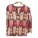 Tory Burch ‎ Tunic Top Dress Ikat Geometric Print 3/4 Sleeve Colorful Linen 10 Photo 3
