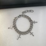 Cross Link Chain Bracelet for Men Women Streetwear Punk Hip Hop Unisex Style Silver Photo 1