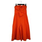 Anthropologie Postmark  Orange Eyelet Jumpsuit Bow Cropped Wide Leg Size 10 Photo 2