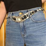Chico's Silver Black Circle Chain Link Ribbon Belt Photo 0