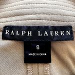Ralph Lauren Trouser Pants Leather Belt Detail Cuff Hem Pocket Viscose Khaki 8 Tan Photo 2
