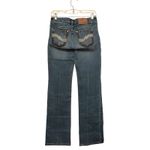 Cowgirl Up Embroidered Low Rise Bootcut Jeans Size 4/28 Blue Leather Rhinestone Photo 3