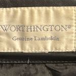 Worthington L Black Genuine Lambskin Leather Jacket Collarless Quilted Lining Photo 5