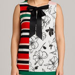 Slny NEW floral print tie neck color block sleeveless dress, 18W Photo 0