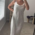 White Satin Cowl Neck Dress Photo 0