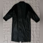 Vintage Pelle Black Embossed Suede Patchwork Leather Long Trench Coat Photo 4
