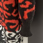 SheIn Multi Colored Cheetah Long Sweater Oversized Large Pink Orange Black White Photo 2