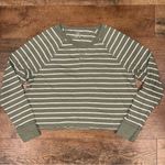 Aerie  Olive Cropped Striped Long Sleeve Tee Photo 7