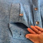 Diane Von Furstenberg  Sz L Belted Blue Stretch Cardigan Pockets Long Sleeve Photo 3