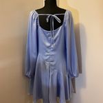 SheIn 6. Baby Blue Asymmetrical Balloon Sleeve Short Dress With Ruffle Trim SZ L Photo 7