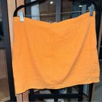 H&M  ruched mini skirt gathered high waisted rise neon tangerine crepe tulip Photo 2