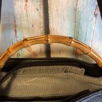 Le Miel NWT  Black Vegan Black Zipper Purse with Faux Bamboo Handle Photo 6
