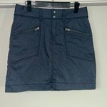 Athleta  Passage Mini Skirt Womens 6 Gray Denim Look Double Button Stretch Photo 1