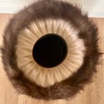 Luxury Vtg Brown Fox Fur Satin Rhinestone Wide Brim Formal Church Hat Party Photo 5