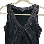 EXPRESS  Womens S Silver Black Tank Top Blouse Tiger Striped Metallic Sleeveless Photo 1