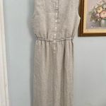 Coco Shop Antigua Sleveless Dress in Beige‎ Linen size Small Tan Photo 0