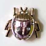 Betsey Johnson Ladybug Stud Earrings Gold Tone Metallic Purple Photo 2