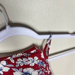 Monteau  Red Floral Lace-Up Deep‎ V-neck Ruffle Sleeveless Blouse M Photo 9