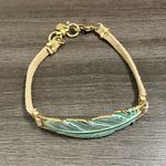 Lucky Brand  Bracelet Suede Band Green Leaf Feather & Earrings Set Photo 1
