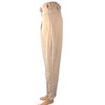 ZARA  Cream Beige Pleated Cuffed Tapered Leg Paperbag Crop Ankle Trousers Pants M Photo 1