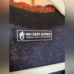 100% Alpaca Wool Floral Knit Cardigan Artisan Boho Handmade Folk Cottagecore Blue Photo 6