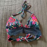 Xhilaration Floral Bikini Top - Teal and Pink Photo 0