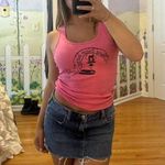 2000s Y2K pink and black tank top with graphic print on front Size XS Photo 2