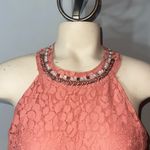 Candie's  lace halter mini dress beaded detail woman’s size small dark pink coral Photo 1