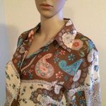LE GRANGE Womens Semi Sheer Buttoned Down Shirt Size Medium multi color Photo 4