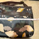 Fossil  Leaf print crossbody purse bag canvas with leather trim pockets Photo 13