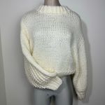 Chicwish Chunky Puff Sleeves Cropped Sweater Size Small/Medium in Off White Photo 2