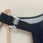 ASOS Denim Jean Jumper Dress Women’s Size US 10 Dark Blue Buckle Strap V Back Photo 4