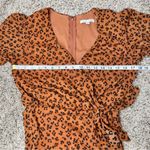 City Vibe Burnt Orange Copper Leopard Print Ruffle Hem V-Neck Wrap Midi Dress 7 Photo 8