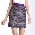 Kate Spade Kylie Jewelbox Purple Colorful Striped Tweed Mini Skirt Size 10 Photo 2