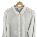 J.Jill Love Linen White Tunic Shirt Dress XL 100% Linen Long Sleeve Photo 2