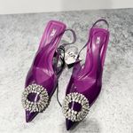 ZARA NWT  Embellished Vinyl Heels Violet formal sling backs Size EU 38 US 7.5 Photo 2
