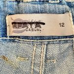 Papaya Flower Embroidered Jean Shorts Photo 2