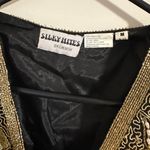 NWT Vintage 100% Silk beaded floral deadstock blazer cardigan gold black india Size M Photo 4