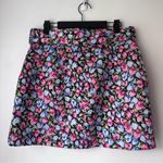 ZARA Black Pink Blue Floral Print Belted Satin Mini Skirt L Photo 5