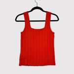 Reiss Womens Top Red Dory Stitch Interest Square Neck Vest Tank Stretch Small Photo 2