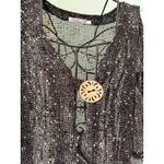 Lulu B Women’s Size Small Cardigan Mesh Black Wooden Buttons Short Sleeve 2483 Photo 2