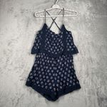 Abercrombie & Fitch Abercrombie &‎ Fitch Navy Floral Romper Womens M Boho Festival Lace Trim Photo 1