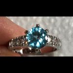 New Aquamarine Cubic Zirconia Silver Ring S8 Photo 2