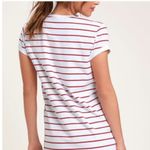 Lulus NWT Cafe Society White Red Lined Striped Shirt Dress Fisherman SM Photo 3