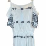Solitaire NWT  White Blue Embroidered Swim Cover‎ Sz S Photo 2